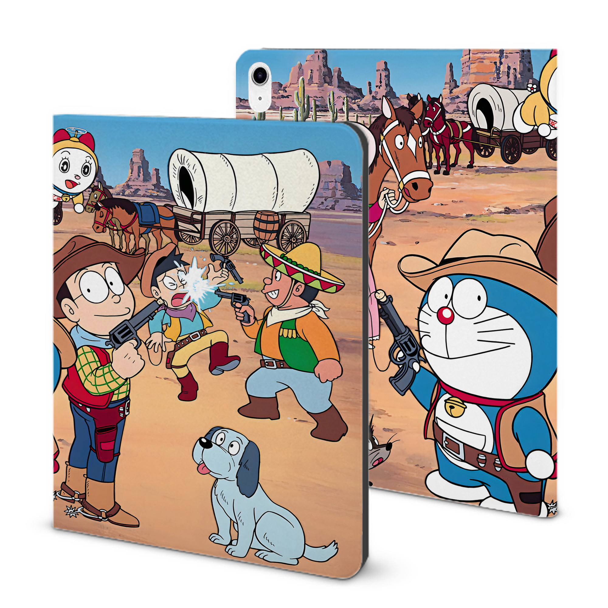 （画像用） ドラえもん Doraemon IPad ケース ブック型 PUレザー TPU 耐衝撃 軽量 薄型 ペン収納なし 全面保護 IPad 各モデル対応